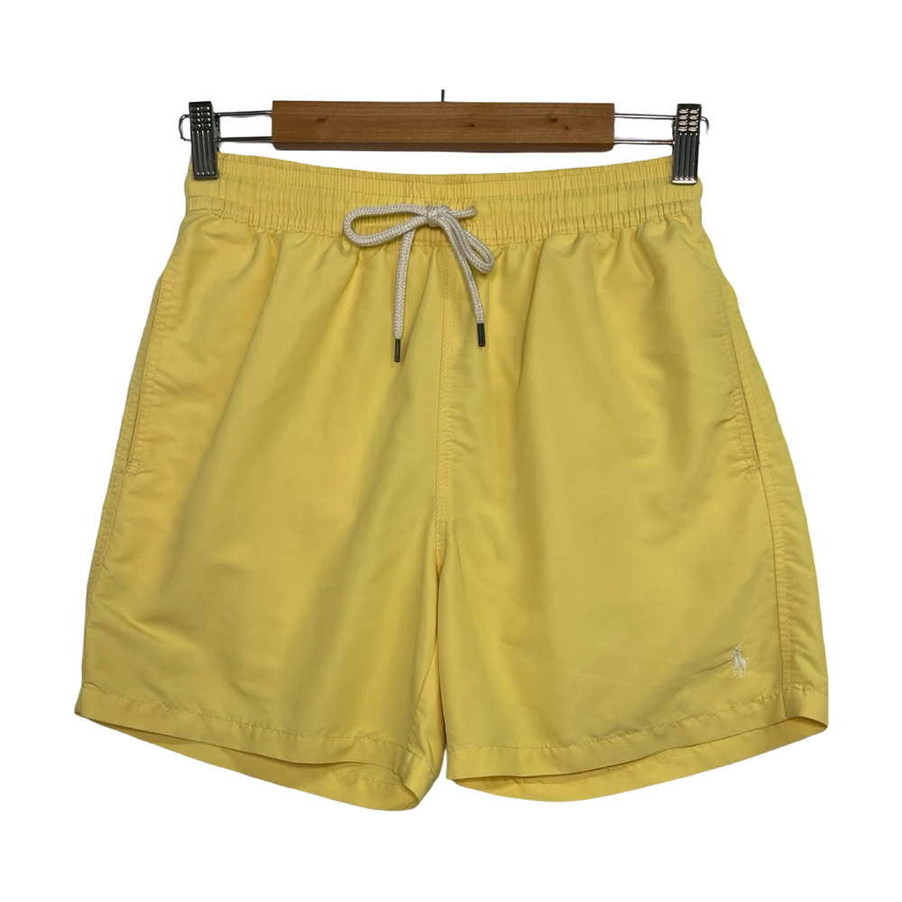 Polo Ralph Lauren Swim Shorts Mens Small Yellow Classic Pony Trunks Lined Beach
